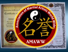 All Rank Earned is Recognized by the Association of Martial Artists World Wide!